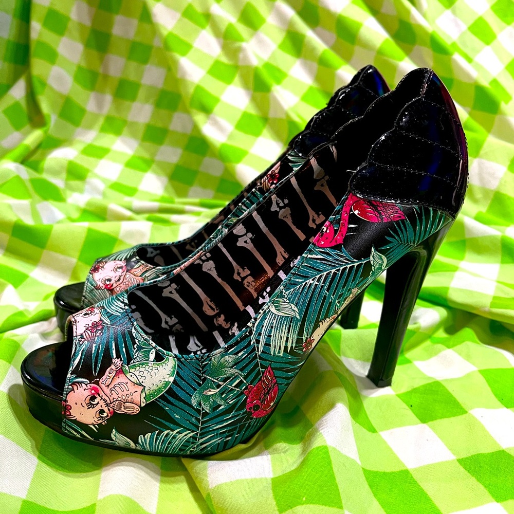 Iron Fist Black Midnight Mermaid Peep Toe Heels